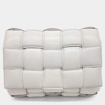 Bottega Veneta White Leather padded cassette bag