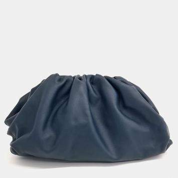 Bottega Veneta Navy Blue Leather Butter Calf Pouch