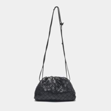 Bottega Veneta Black Intrecciato Leather Mini The Pouch Clutch 