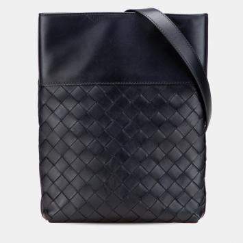 Bottega Veneta Black Nappa Intrecciato Messenger Bag