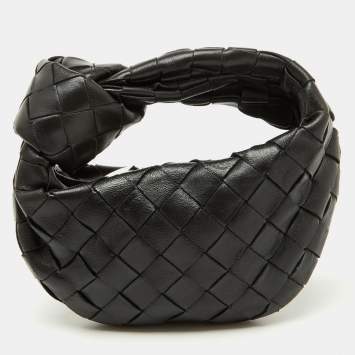 Pre Owned Bottega Veneta Black Intrecciato Leather Micro Candy Jodie Bag