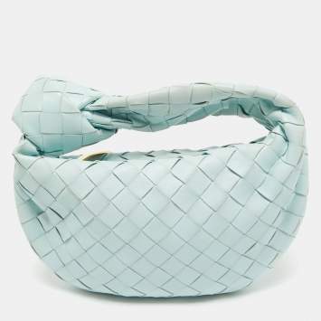 Pre Owned Bottega Veneta Light Blue Intrecciato Leather Mini Jodie Hobo