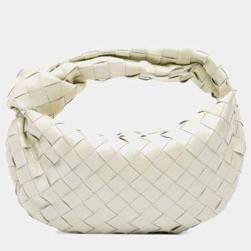 Pre Owned Bottega Veneta White Mini Patent Intrecciato Jodie