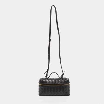 Pre Owned Bottega Veneta Dark Brown Intrecciato Leather Bang Bang Vanity Bag