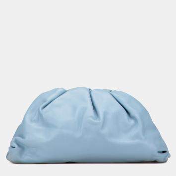 Pre Owned Bottega Veneta Blue Lambskin The Pouch