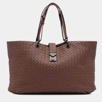 Pre Owned Bottega Veneta Pink Large Nappa Intrecciato Capri Tote