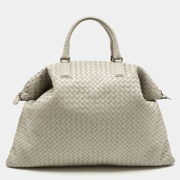 Pre Owned Bottega Veneta Beige Intrecciato Leather Maxi Convertible Tote