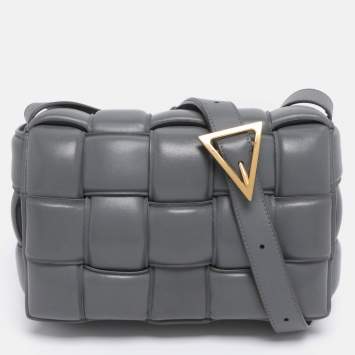 Pre Owned Bottega Veneta Grey Padded Leather Cassette Shoulder Bag