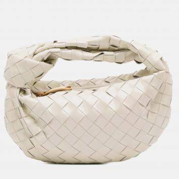 Pre Owned Bottega Veneta White Mini Patent Intrecciato Jodie