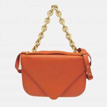 Pre Owned Bottega Veneta Mount Orange Leather Shoulder Bag