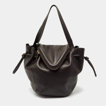 Pre Owned Bottega Veneta Cacao Leather Large Beak Tote