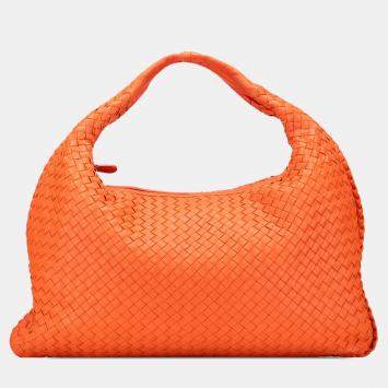 Pre Owned Bottega Veneta Orange Medium Nappa Intrecciato Veneta Hobo