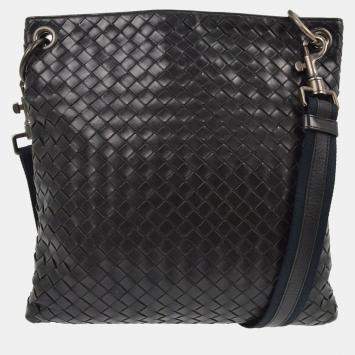 Pre Owned Bottega Veneta Black Intrecciato Shoulder Bag
