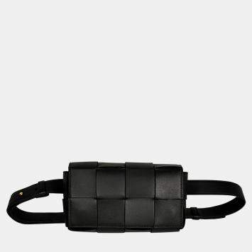 Pre Owned Bottega Veneta Black Cassette Belt Waist Bum Bag