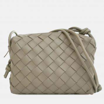 Pre Owned Bottega Veneta Green Mini Lambskin Intrecciato Loop Camera Bag