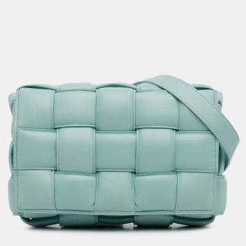 Pre Owned Bottega Veneta Blue Nappa Intrecciato Padded Cassette Crossbody