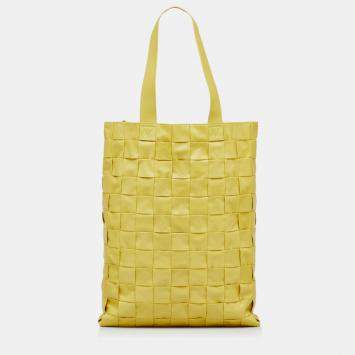 Pre Owned Bottega Veneta Yellow Nappa Maxi Intrecciato Cassette Tote