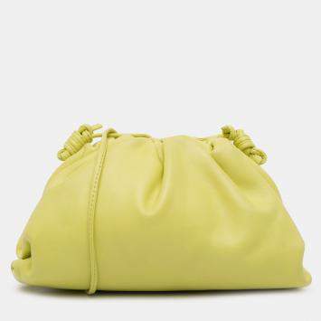 Pre Owned Bottega Veneta Yellow Lambskin The Mini Pouch Crossbody