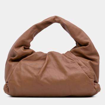 Pre Owned Bottega Veneta Brown Lambskin The Shoulder Pouch