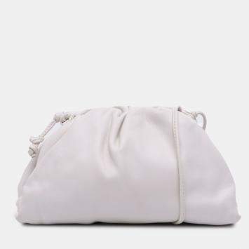 Pre Owned Bottega Veneta White Lambskin The Mini Pouch Crossbody