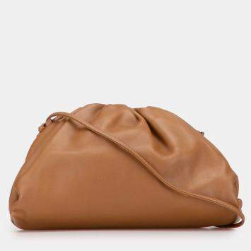 Pre Owned Bottega Veneta Brown Lambskin The Mini Pouch Crossbody