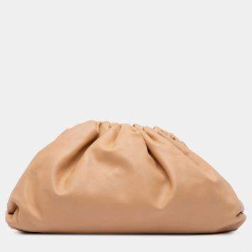 Pre Owned Bottega Veneta Beige Lambskin The Pouch