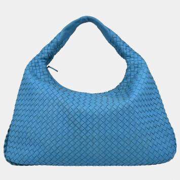 Pre Owned Bottega Veneta Light Blue Intrecciato Hobo Handbag