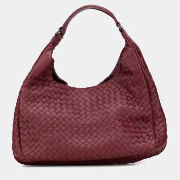 Pre Owned Bottega Veneta Red Small Nappa Intrecciato Campana Hobo