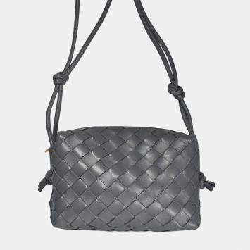 Pre Owned Bottega Veneta Loop Mini Intrecciato Leather Crossbody Bag