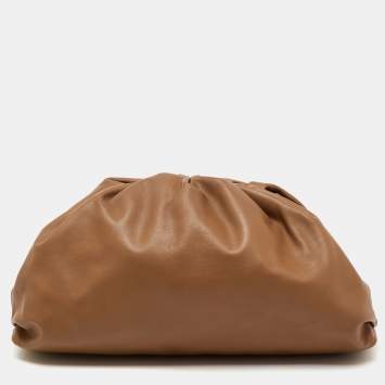Pre Owned Bottega Veneta Brown Leather Pouch Clutch