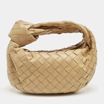 Pre Owned Bottega Veneta Cream Intrecciato Leather Mini BV Jodie Hobo