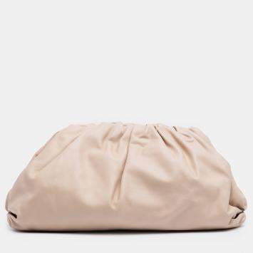 Pre Owned Bottega Veneta Beige Brown Lambskin The Pouch