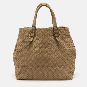 Pre Owned Bottega Veneta Beige Intrecciato Leather Medium Cesta Tote