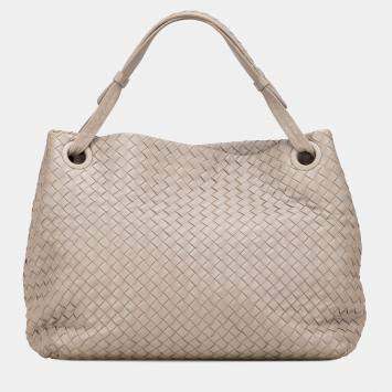 Pre Owned Bottega Veneta Beige Brown Medium Nappa Intrecciato Garda Tote