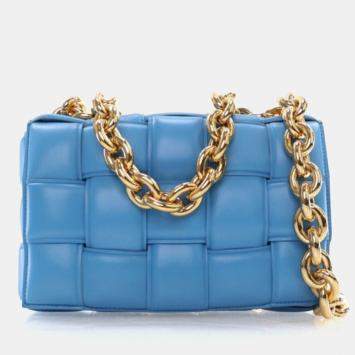 Pre Owned Bottega Veneta Blue Padded Cassette
