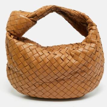 Pre Owned Bottega Veneta Brown Intrecciato Leather Teen Jodie Hobo