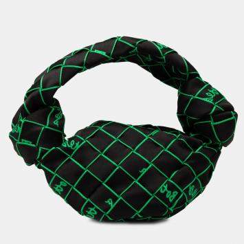 Pre Owned Bottega Veneta Intrecciato Double Knot Mini Synthetic Fabric Top Handle Bag