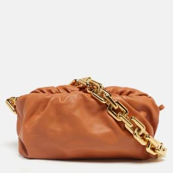 Pre Owned Bottega Veneta Orange Leather The Chain Pouch Bag