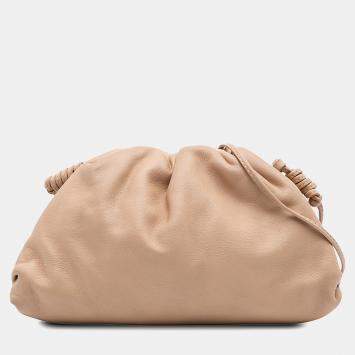 Pre Owned Bottega Veneta Brown Lambskin The Mini Pouch Crossbody