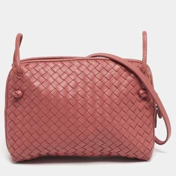 Pre Owned Bottega Veneta Old Rose Intrecciato Leather Nodini Shoulder Bag
