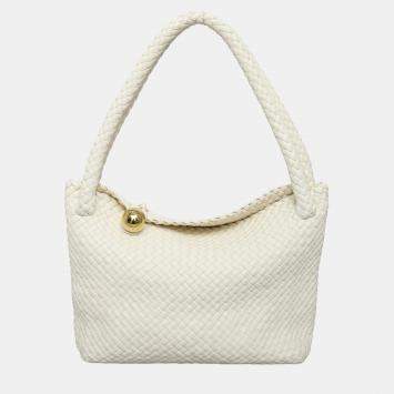 Pre Owned Bottega Veneta White Leather Tosca Intrecciato Bag