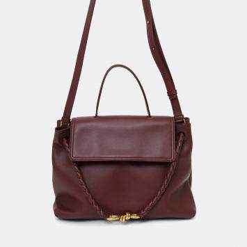 Pre Owned Bottega Veneta Burgundy Leather Ciao Ciao Satchel