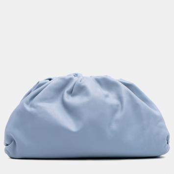 Pre Owned Bottega Veneta Blue Lambskin The Pouch