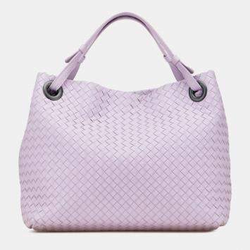 Pre Owned Bottega Veneta Purple Medium Nappa Intrecciato Bella Tote