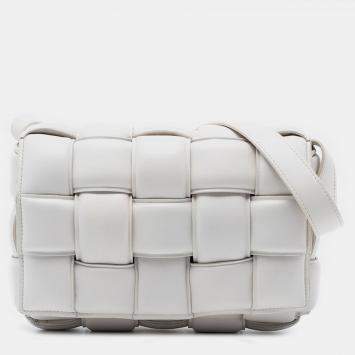 Pre Owned Bottega Veneta White Nappa Intrecciato Padded Cassette Crossbody