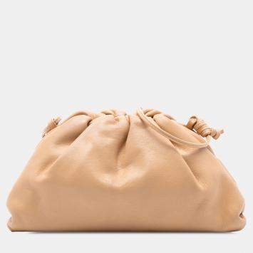 Pre Owned Bottega Veneta Brown Lambskin The Mini Pouch Crossbody