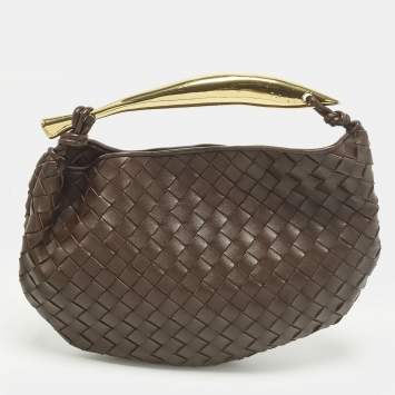 Pre Owned Bottega Veneta Sardine Brown Intrecciato Leather Hobo