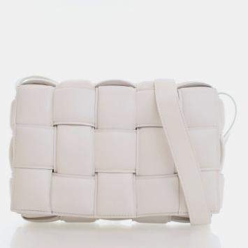 Pre Owned Bottega Veneta White Lambskin Padded Cassette