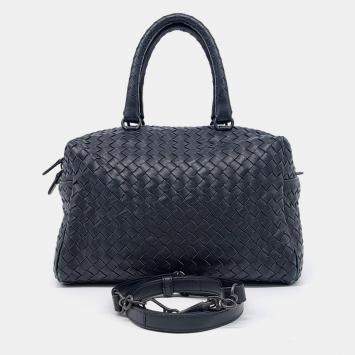 Pre Owned Bottega Veneta Black Leather Mesh Tote