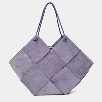 Pre Owned Bottega Veneta Purple Suede Shoulder Bag